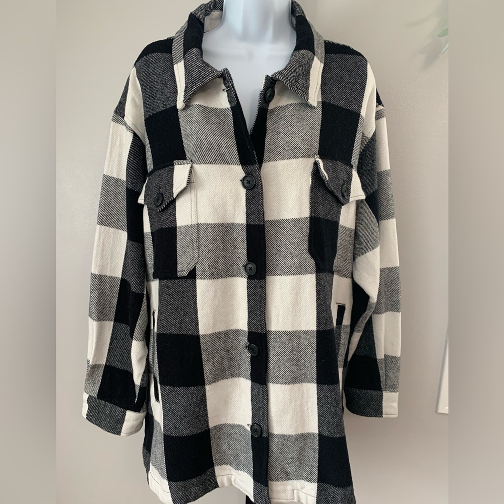 Plaid Black and White Women's Jacket